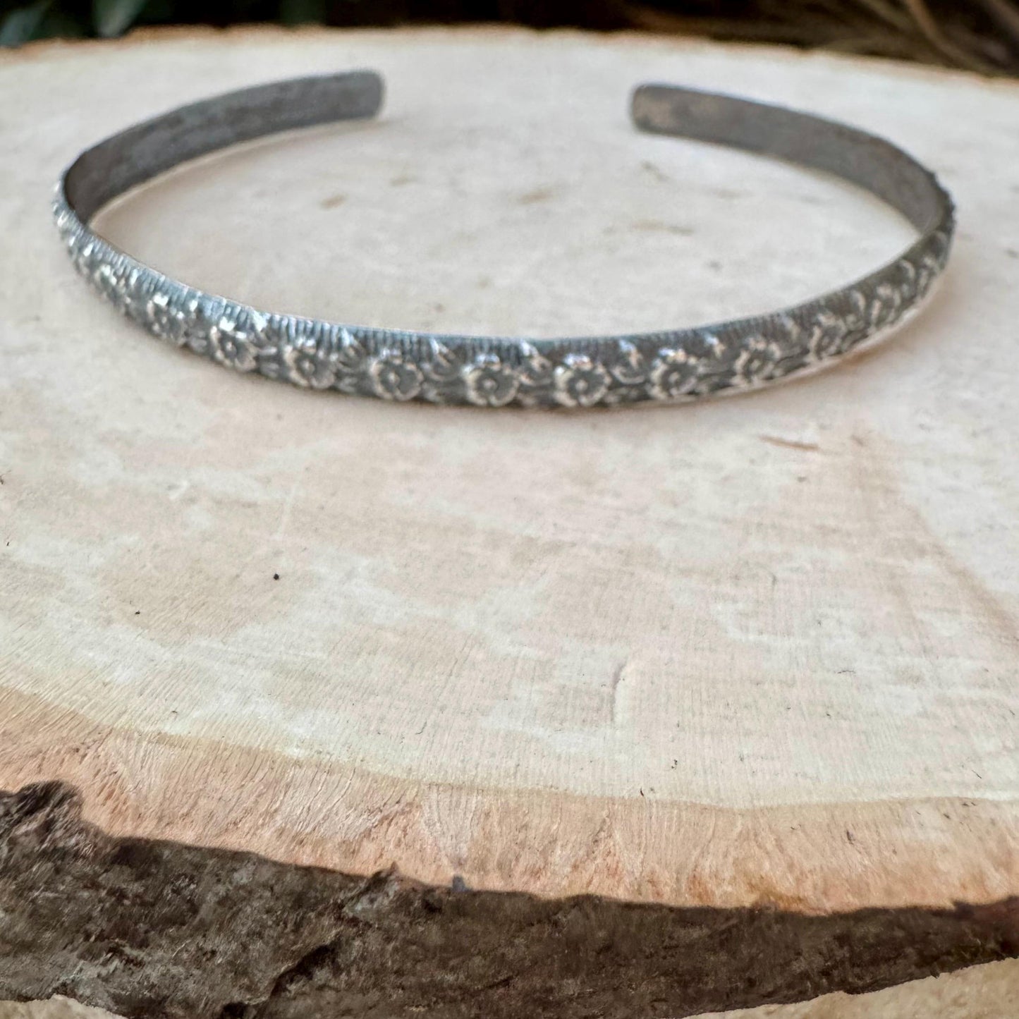 Sterling Silver Floral Bracelet, Nature Inspired Jewelry, Flower Cuff Bracelet