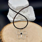 Handmade Sterling Silver Flower Black OnyxPendant on Genuine Leather Necklace