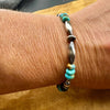 Southwestern Kingman Turquoise Onyx Bracelet - Navajo Pearl Sterling Silver Jewelry