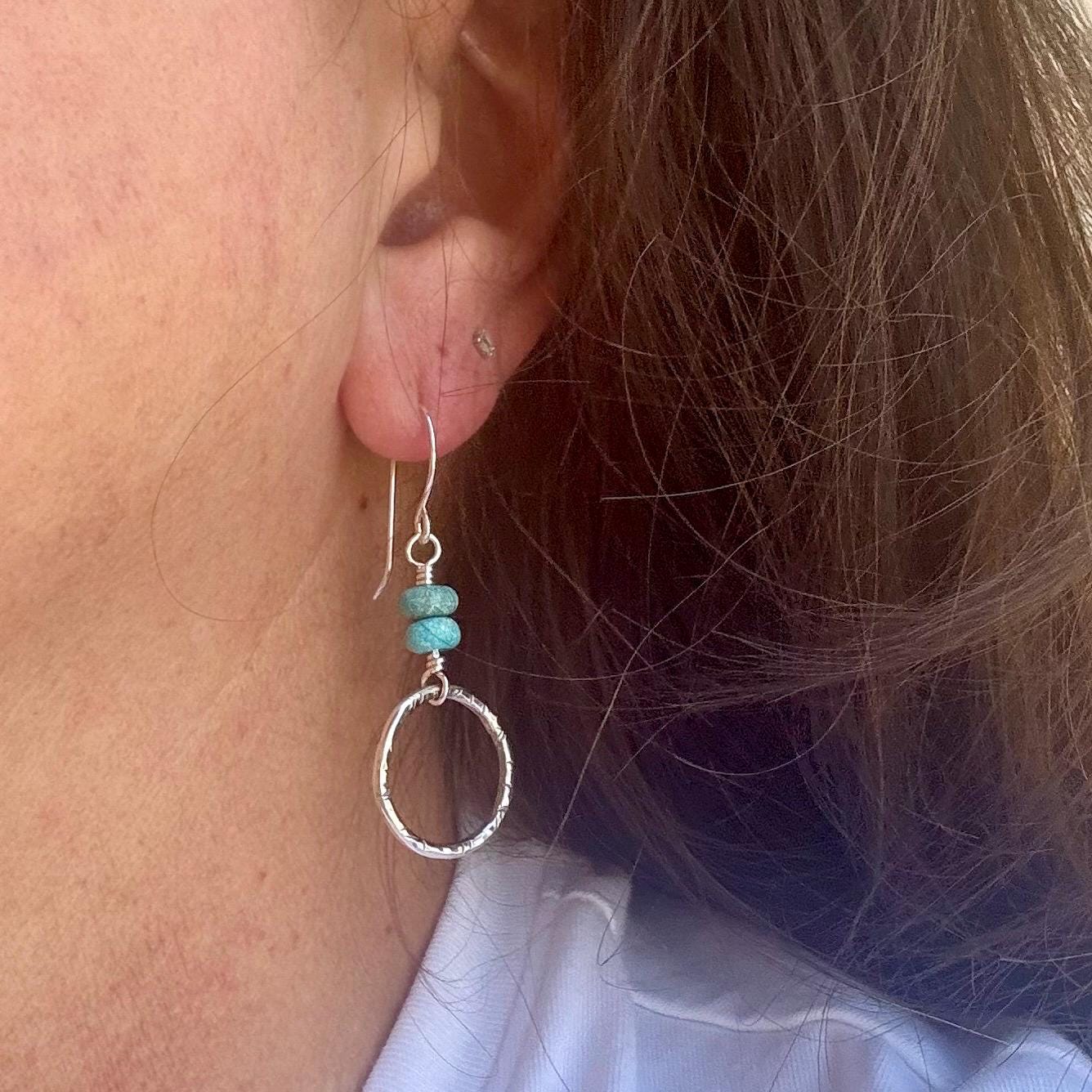 Kingman Turquoise Sterling Silver Earrings - Handmade Artisan Earrings