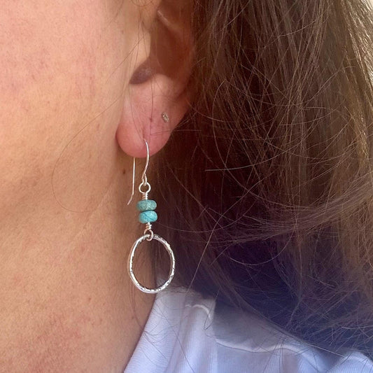 Kingman Turquoise Sterling Silver Earrings - Handmade Artisan Earrings
