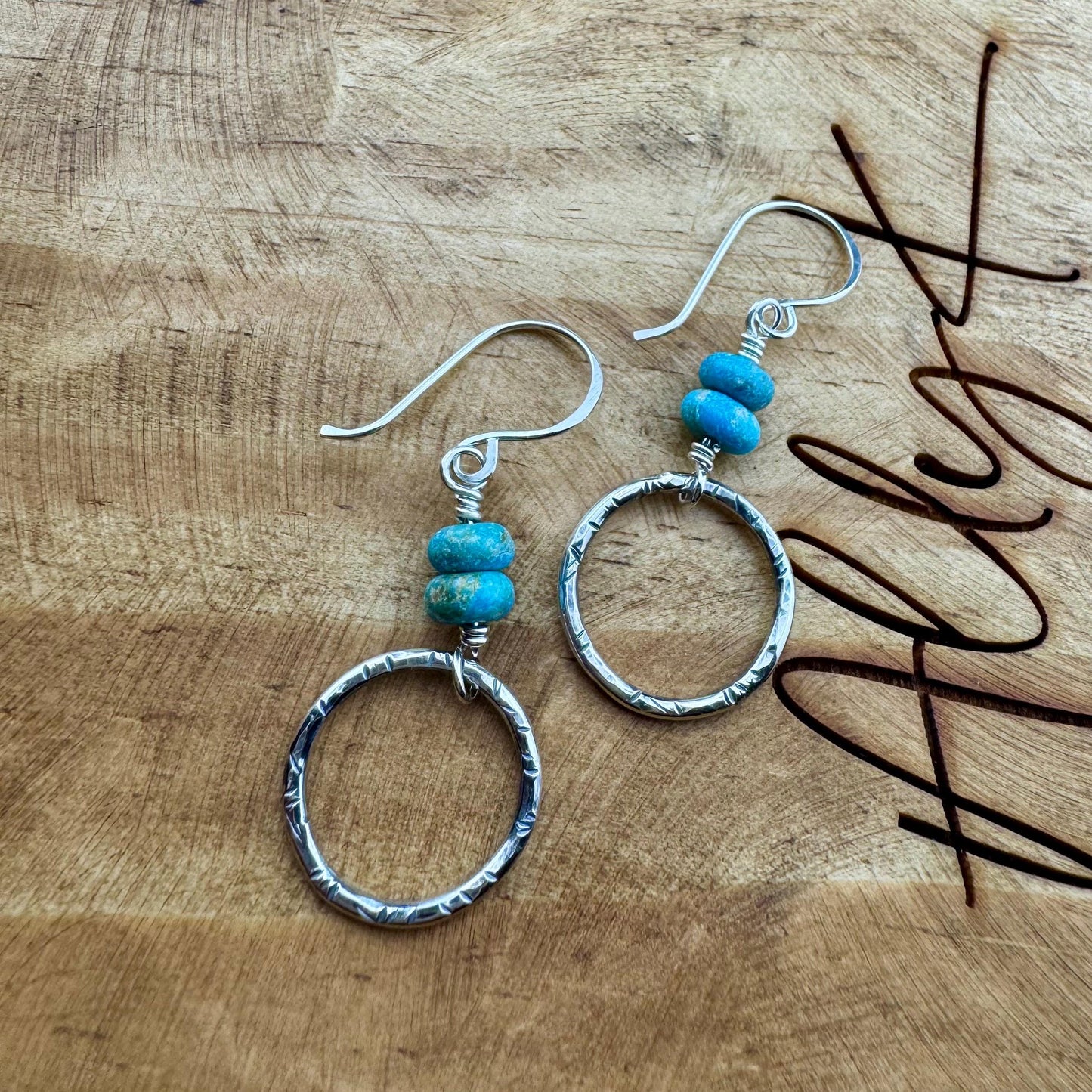 Kingman Turquoise Sterling Silver Earrings - Handmade Artisan Earrings