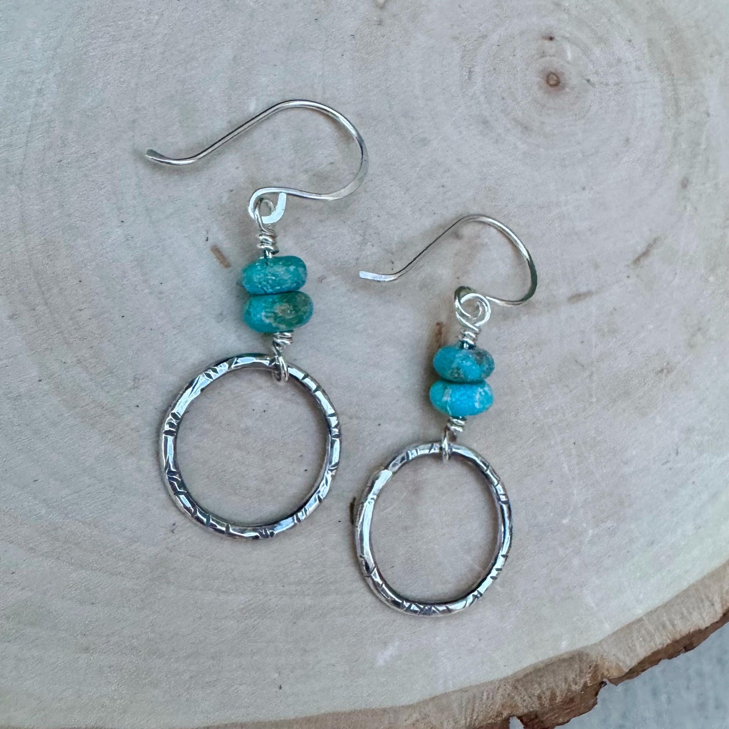 Kingman Turquoise Sterling Silver Earrings - Handmade Artisan Earrings