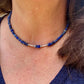 Lapis Lazuli Gemstone Sterling Silver Choker Necklace - Blue Gemstone Jewelry