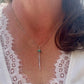 Kingman Turquoise Accent Spike Necklace, Handmade Sterling Silver Jewelry