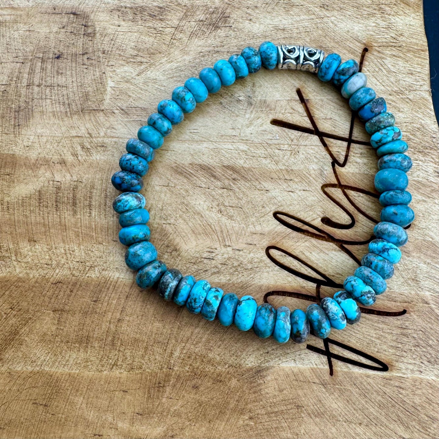 Turquoise Gemstone Stretch Bracelet - Handmade Natural Jewelry