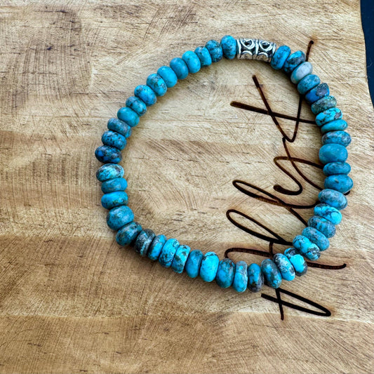 Turquoise Gemstone Stretch Bracelet - Handmade Natural Jewelry
