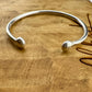 Handmade Sterling Silver Ball End Cuff Bracelet - Adjustable Style