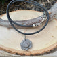 Hand Carved Silver Obsidian Lotus Pendant Leather Necklace - Artisan Jewelry