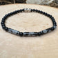 Natural Gemstone Snowflake Obsidian and Onyx Bracelet - Stretch Design