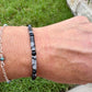 Natural Gemstone Snowflake Obsidian and Onyx Bracelet - Stretch Design