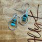 Sterling Silver Kingman Turquoise Teardrop Earrings - Twisted Wire Women's Jewelry