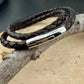 Braided leather wrap bracelet with bayonet closure/ double wrap genuine leather bracelet