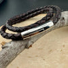 Braided leather wrap bracelet with bayonet closure/ double wrap genuine leather bracelet