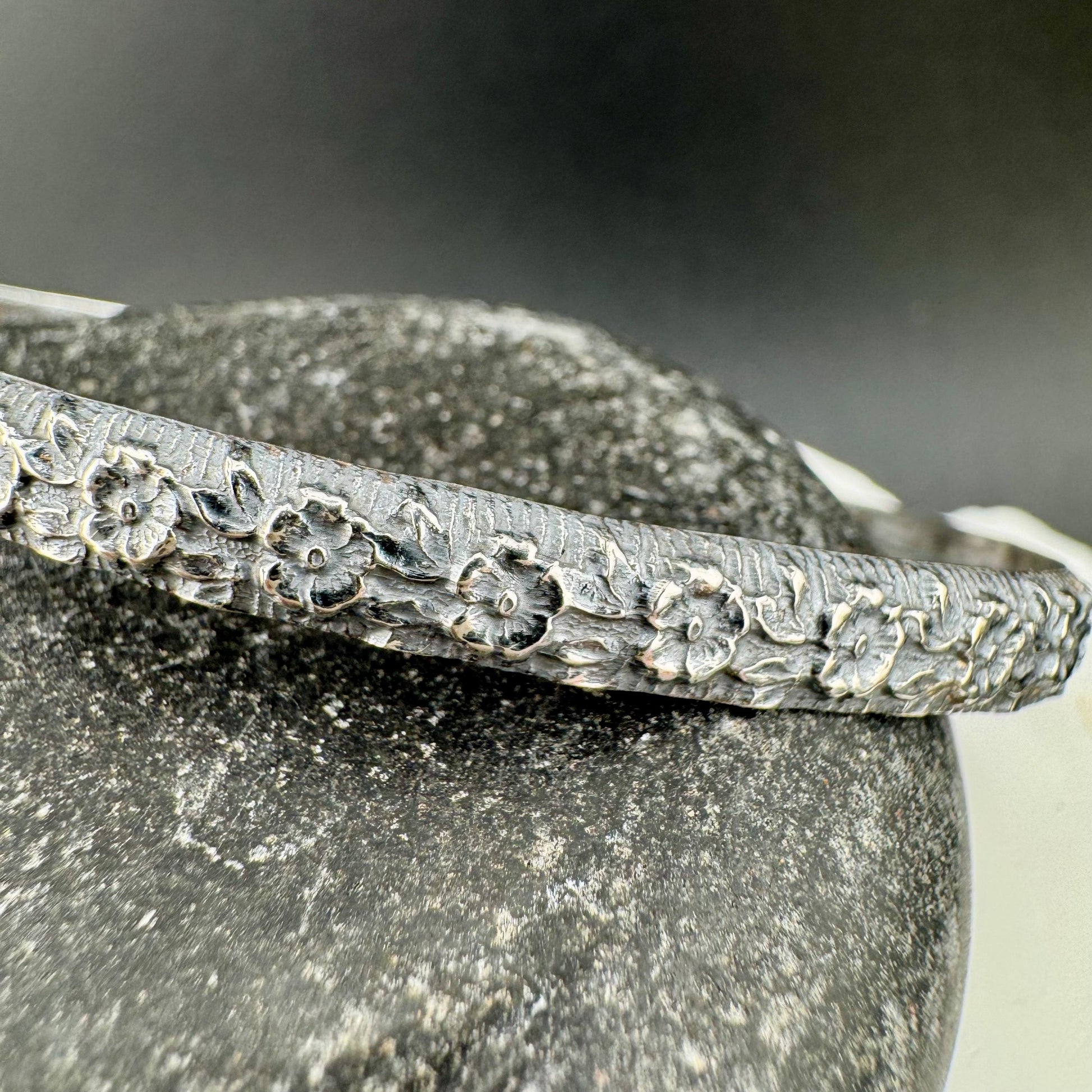 Sterling Silver Floral Bracelet, Nature Inspired Jewelry, Flower Cuff Bracelet
