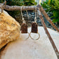 Chic Leather Earrings on Hammered Silver Circle - Handcrafted Leather Statement Jewelry