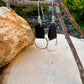 Chic Leather Earrings on Hammered Silver Circle - Handcrafted Leather Statement Jewelry