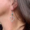 Kingman Turquoise Sterling Heart Earrings - Sterling Silver Dangle Drops