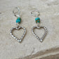 Kingman Turquoise Sterling Heart Earrings - Sterling Silver Dangle Drops