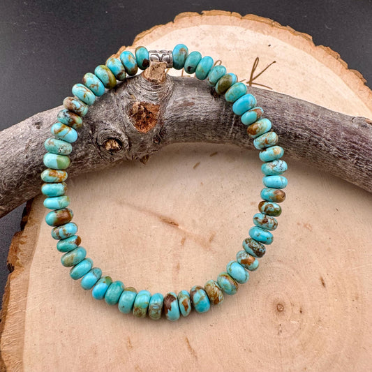 Kingman Turquoise Gemstone Stretch Bracelet – Handmade Natural Jewelry