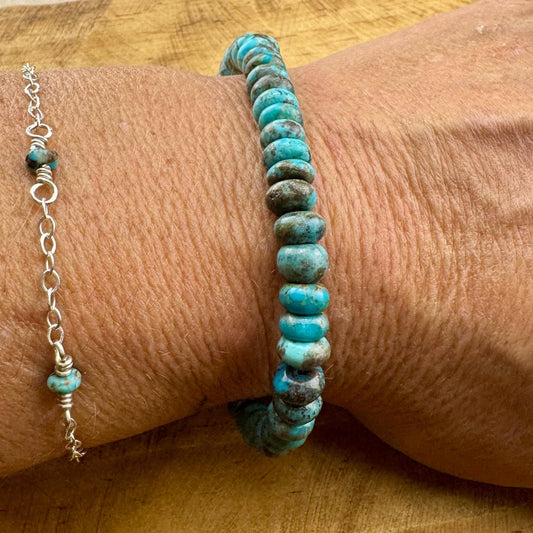 Turquoise Gemstone Stretch Bracelet - Handmade Natural Jewelry
