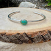 Sterling Silver Kingman Turquoise Bezel Bracelet - Handmade Adjustable Cuff Jewelry