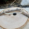 Onyx Bezel Cuff Bracelet - Handcrafted Adjustable Sterling Silver Jewelry