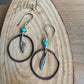 Kingman Turquoise Earrings with Feather Dangle - Copper and Sterling Silver Handcrafted Earrings