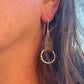 Chic Leather Earrings on Hammered Silver Circle - Handcrafted Leather Statement Jewelry