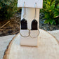 Chic Leather Earrings on Hammered Silver Circle - Handcrafted Leather Statement Jewelry