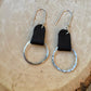 Chic Leather Earrings on Hammered Silver Circle - Handcrafted Leather Statement Jewelry
