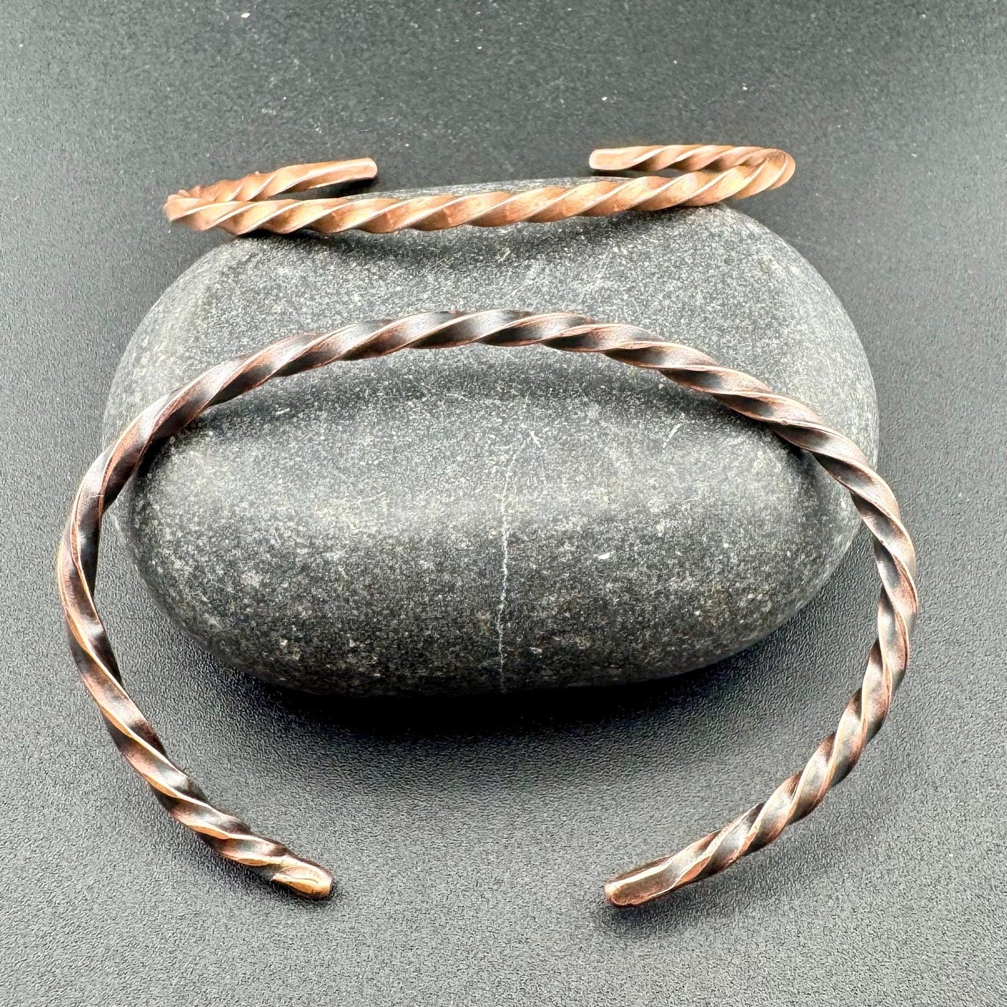 Handmade Copper Twisted Wire Cuff Bracelet - Artisan Unique Design, Oxidized or Shiny Finish