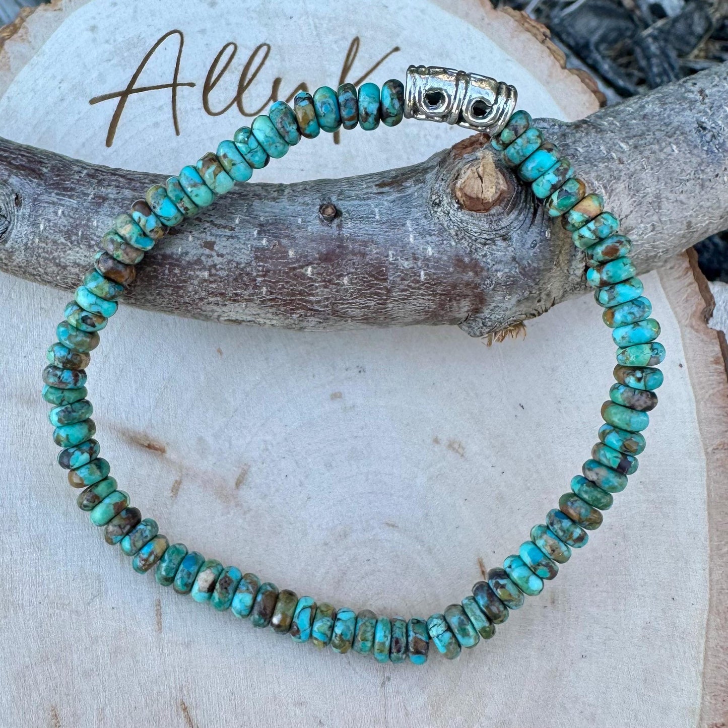 Natural Turquoise Gemstone Stretch Bracelet - Unique Handmade Jewelry
