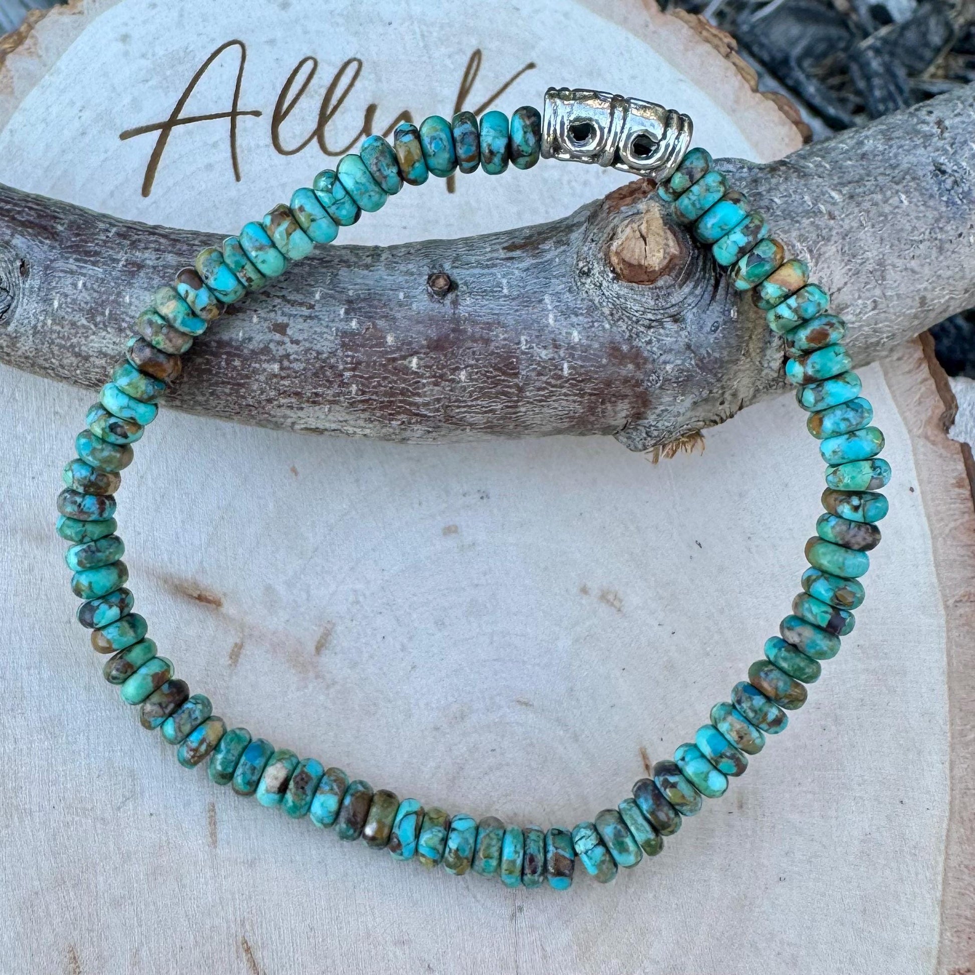 Natural Turquoise Gemstone Stretch Bracelet - Unique Handmade Jewelry