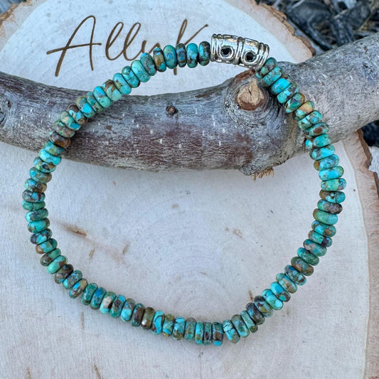 Natural Turquoise Gemstone Stretch Bracelet - Unique Handmade Jewelry