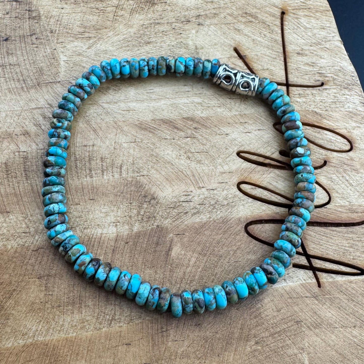 Natural Turquoise Gemstone Stretch Bracelet - Unique Handmade Jewelry