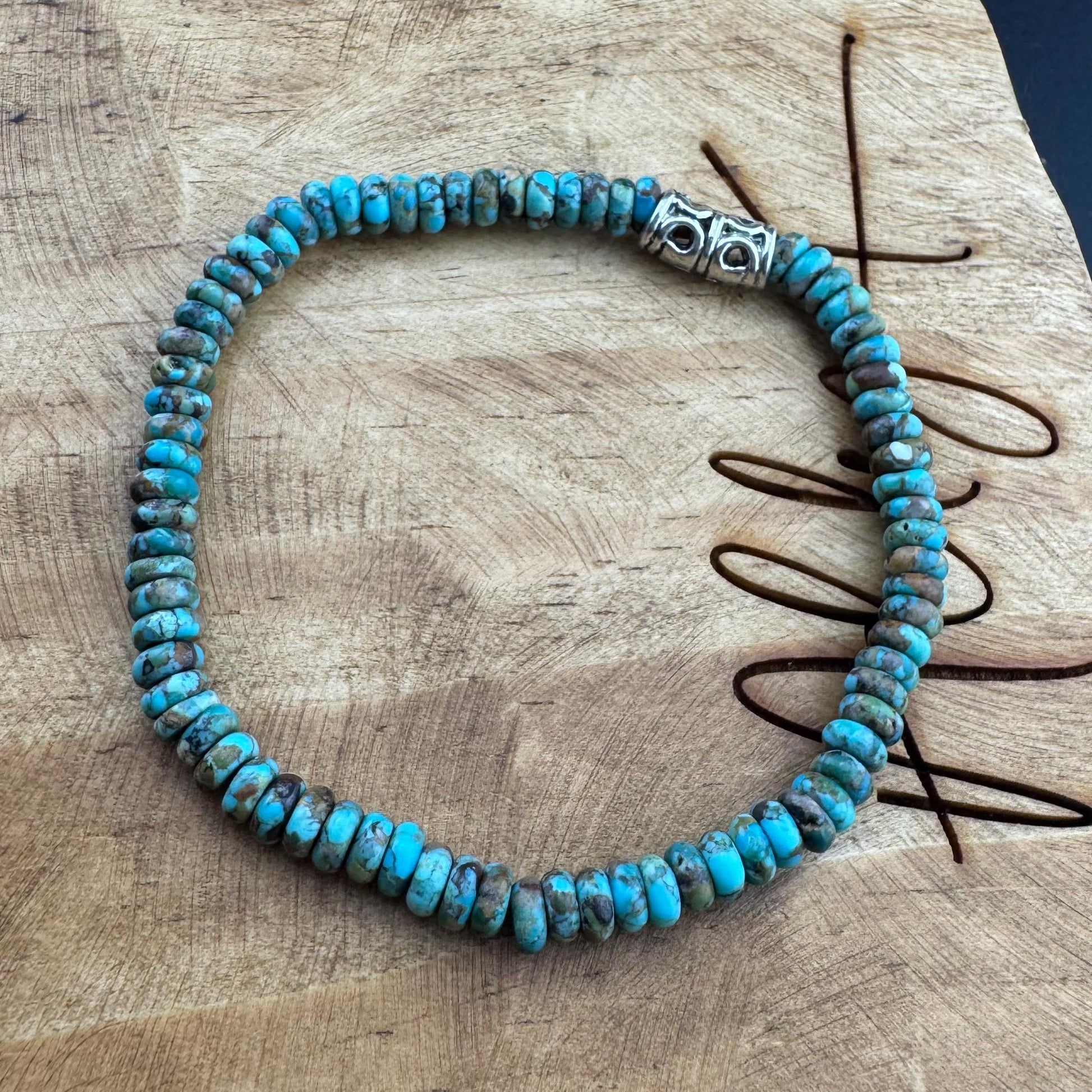 Natural Turquoise Gemstone Stretch Bracelet - Unique Handmade Jewelry