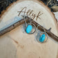 Raw Turquoise Pebble Nugget Earrings on Sterling Silver Circles