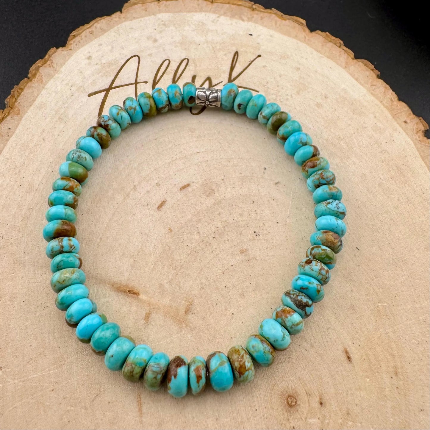 Kingman Turquoise Stretch Bracelet • Blue‑Green Brown Southwest Jewelry