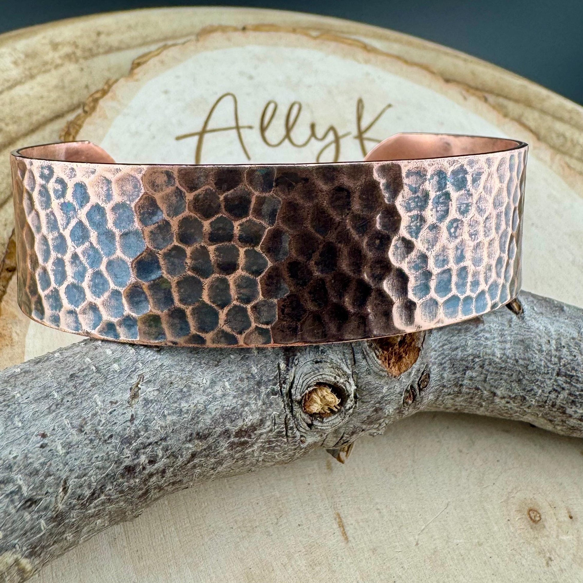 Handcrafted Copper Cuff Bracelet - Artisan Hammered Style with Oxidized or Shiny Finish