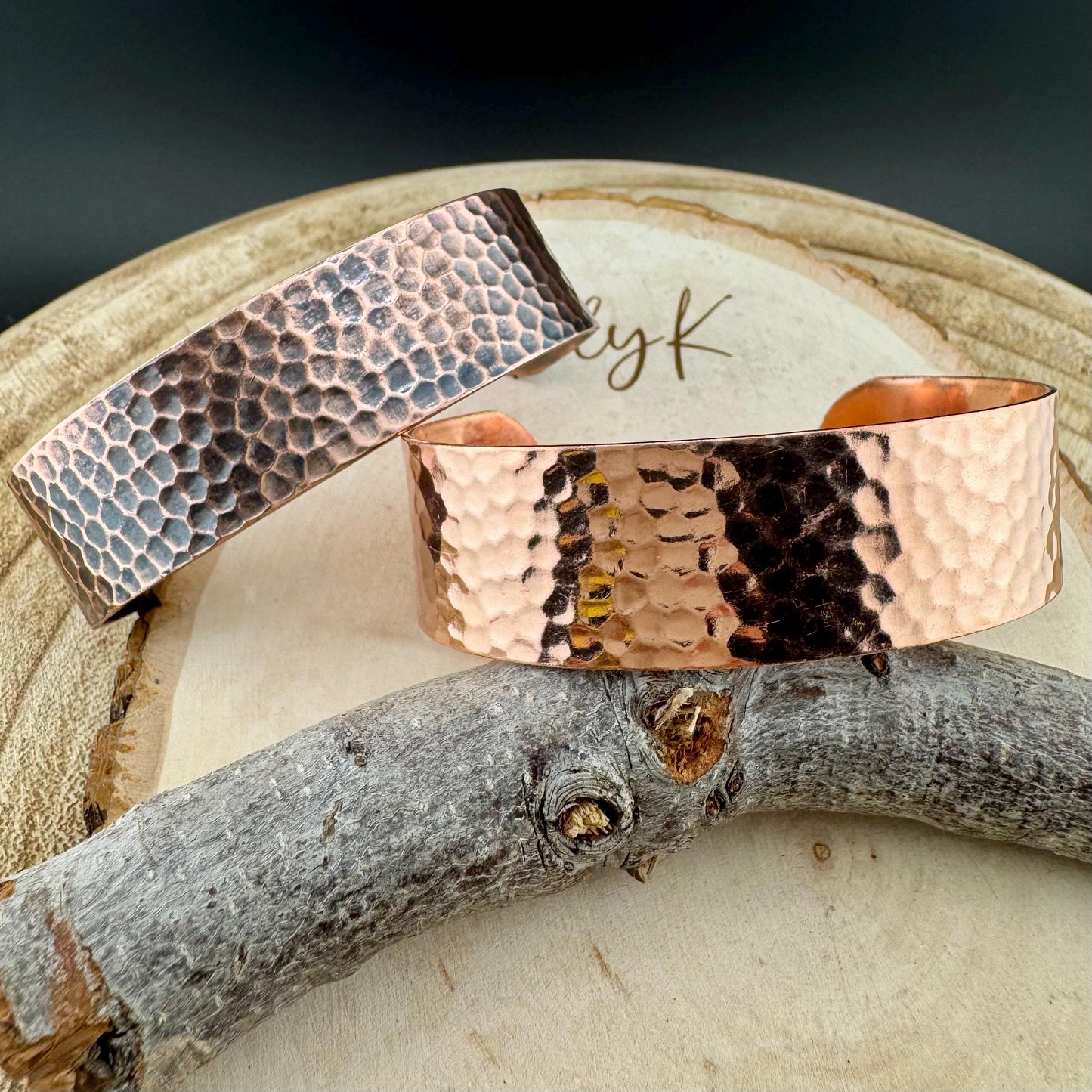 Handcrafted Copper Cuff Bracelet - Artisan Hammered Style with Oxidized or Shiny Finish
