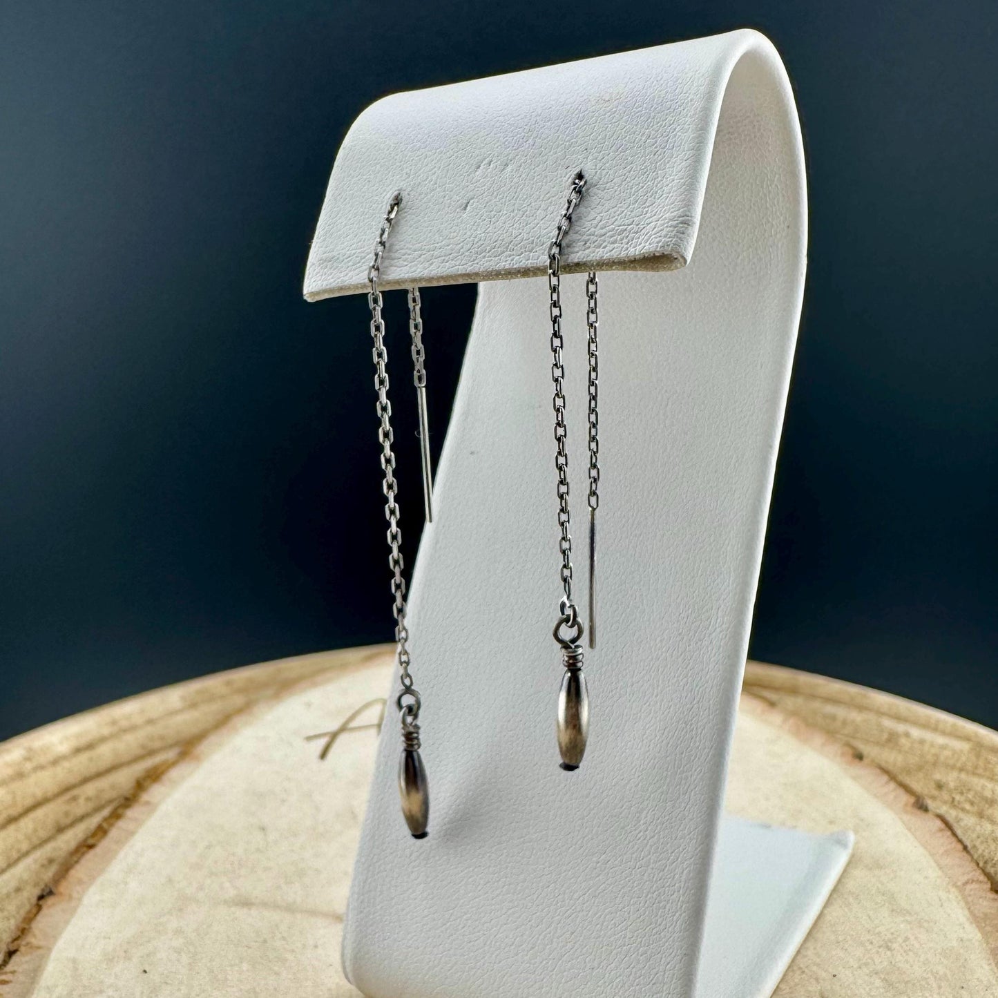Navajo Pearl & Sterling Silver Dangle Earrings - Elegant Treader Design