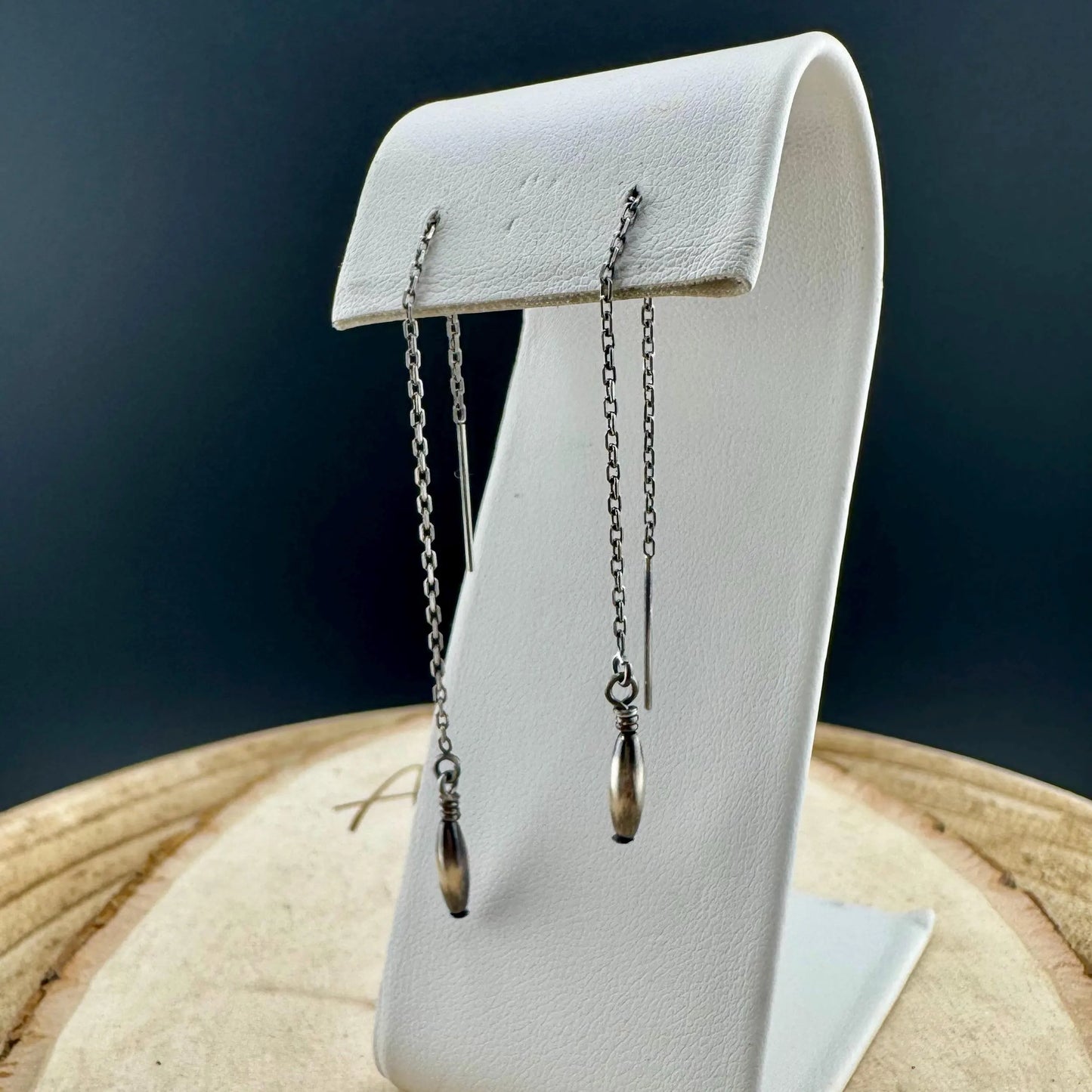 Navajo Pearl & Sterling Silver Dangle Earrings - Elegant Treader Design