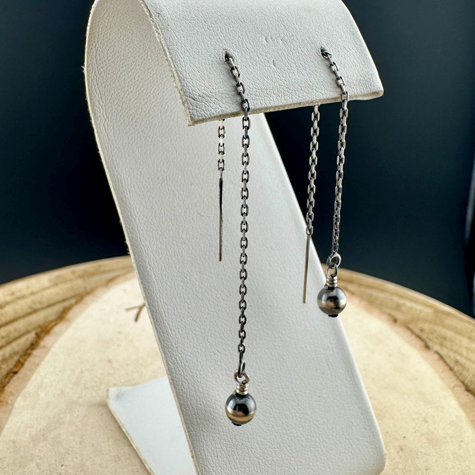 Navajo Pearl & Sterling Silver Dangle Earrings - Elegant Treader Design