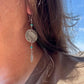 Southwest Sterling Silver Feather Drop Earrings with Turquoise & Buffalo Nickel