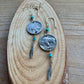 Southwest Sterling Silver Feather Drop Earrings with Turquoise & Buffalo Nickel