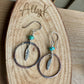Kingman Turquoise Earrings with Feather Dangle - Copper and Sterling Silver Handcrafted Earrings