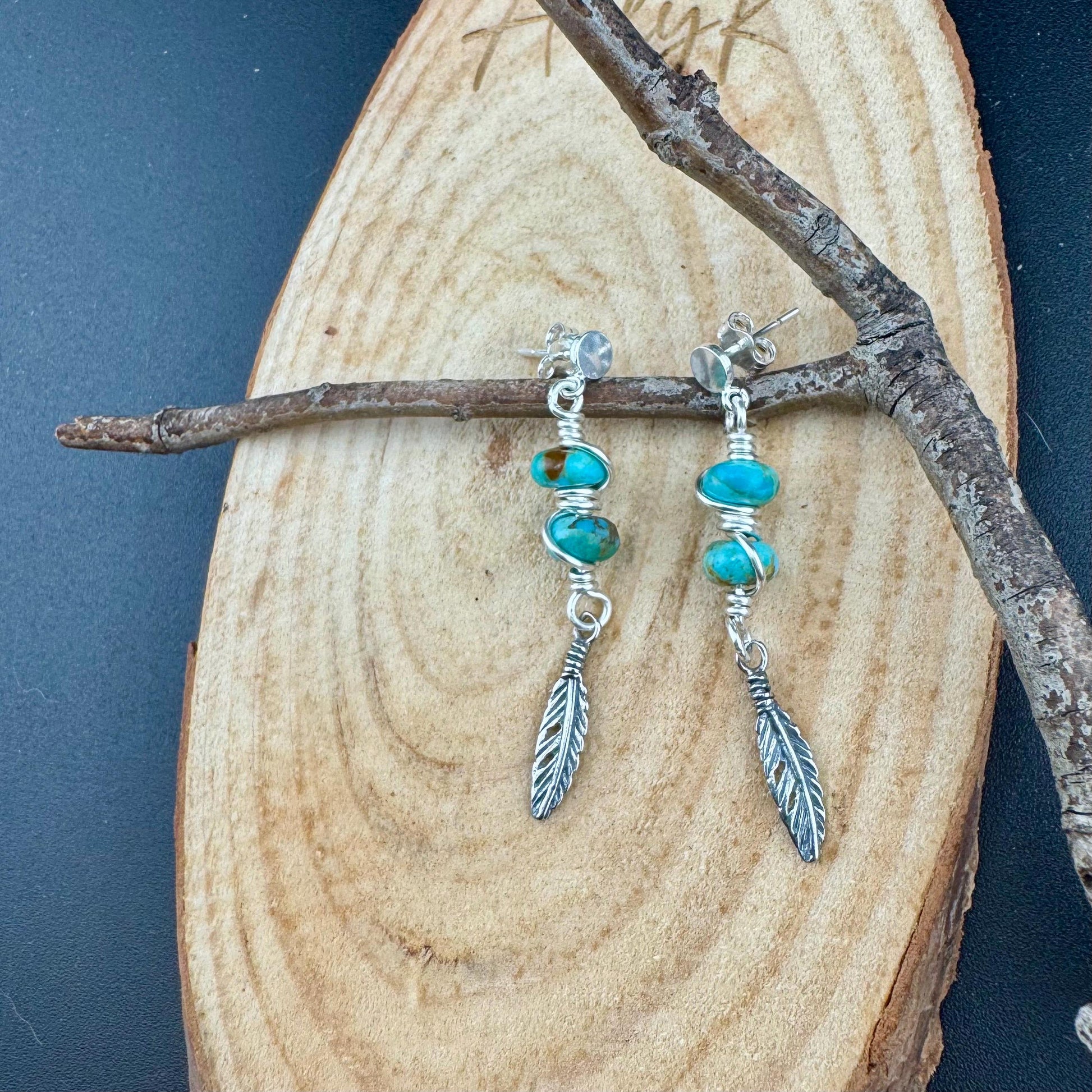 Sterling Silver Kingman Turquoise Post Drop Earrings, Natural Gemstone Jewelry
