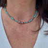 Kingman Turquoise Navajo Pearl Choker - Sterling Silver Gemstone Necklace