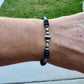 Navajo Pearl Onyx Bracelet | Elegant Sterling Silver Gemstone Stretch Bracelet